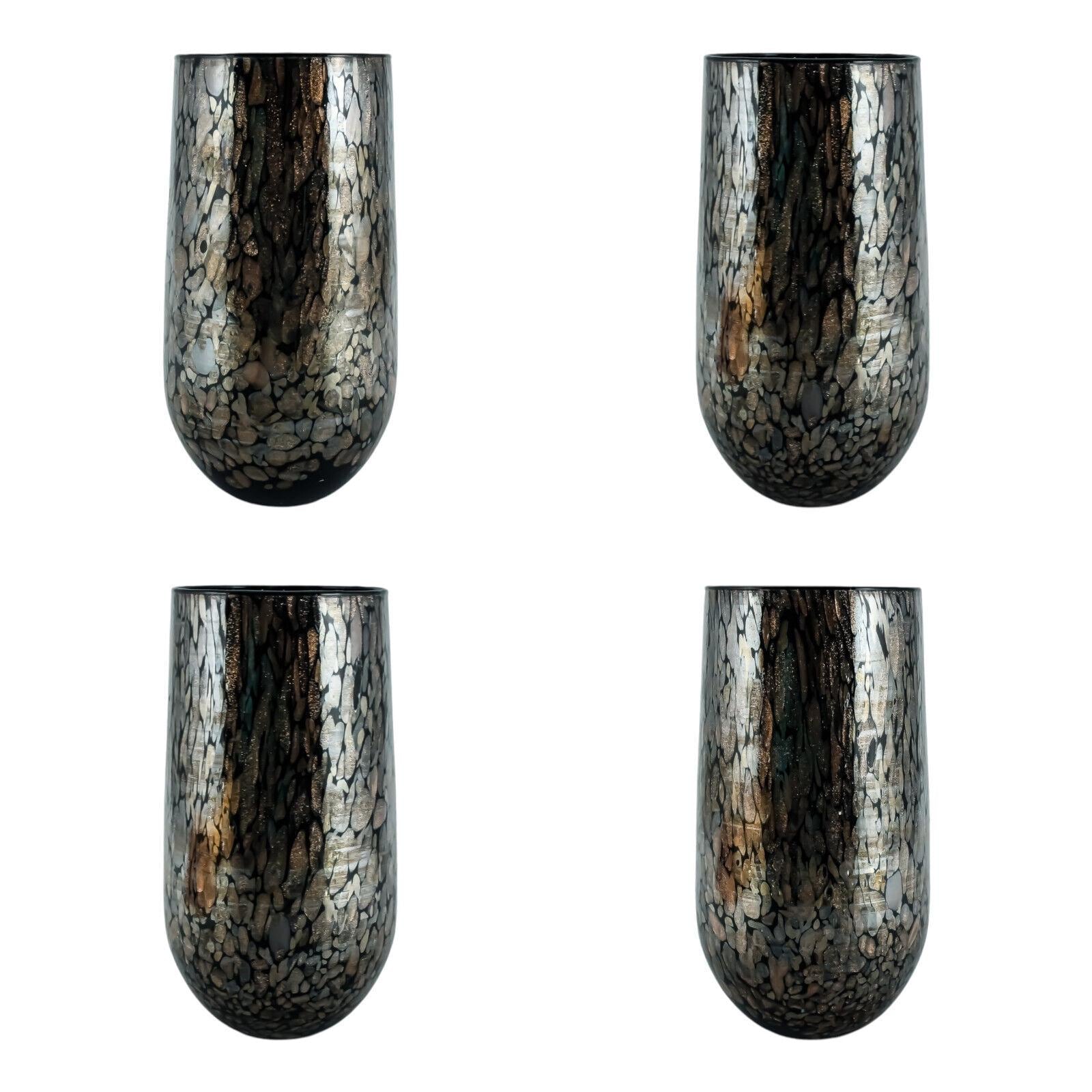 ムラーノガラス ドリンクタンブラー 4個セット ブラック