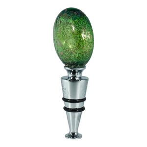 Murano Glass Bottle Stopper Green Silver Wine Prosecco Venice Gift Box