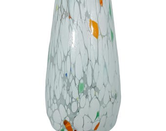 ラージ ムラーノ ガラス 花瓶 ホワイト マルチ ミッレフィオーリ 22 cm