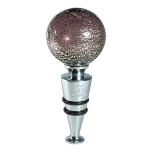 Bottle Stopper Murano Glass Purple Silver Wine Prosecco Venice Gift Box