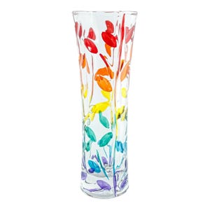 Murano Glas Vase Regenbogen Multi Blume Handgemacht Handbemalt 19 cm