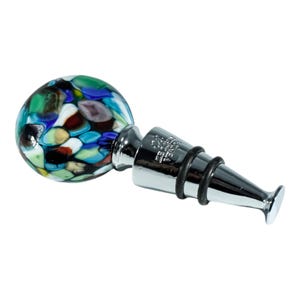Bottle Stopper Murano Glass Multi Light Blue Wine Prosecco Gift Box Venice