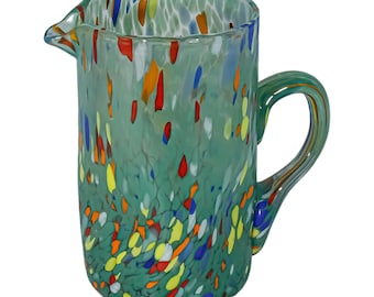 Murano Glass Water Jug Pitcher Green Multi 14.5cm Made in Italy Hand Blown