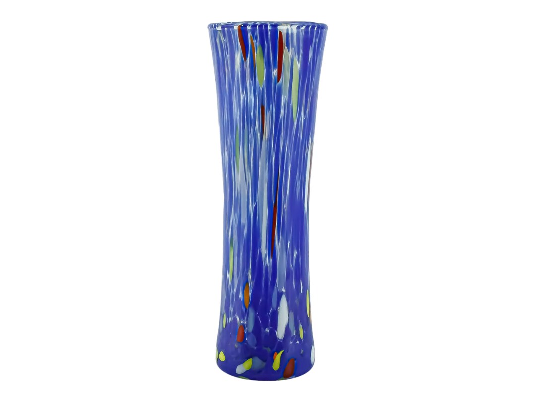 Murano Glass Vase Blue Multi Handmade Millefiori 19cm High Etsy