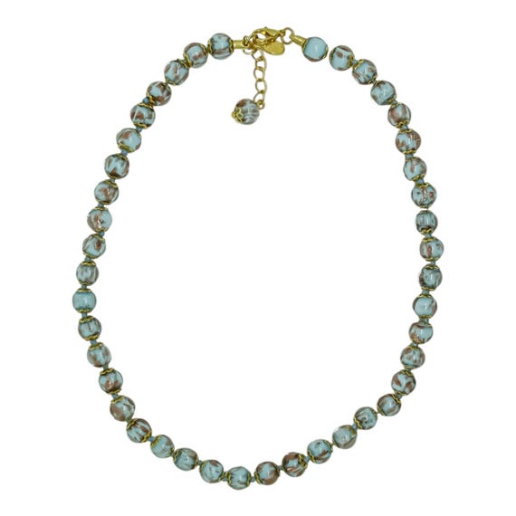 Collier Perles Sommerso Murano - Perles En Verre Noir Marron Pailleté - Occasion En Très Bon état
