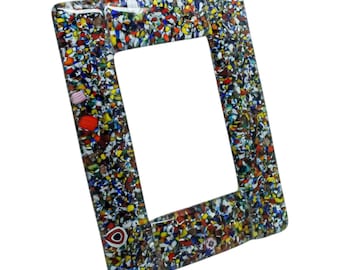Murano Glass Photo Frame Multi Coloured Millefiori 11cm x 8.5cm Freestanding