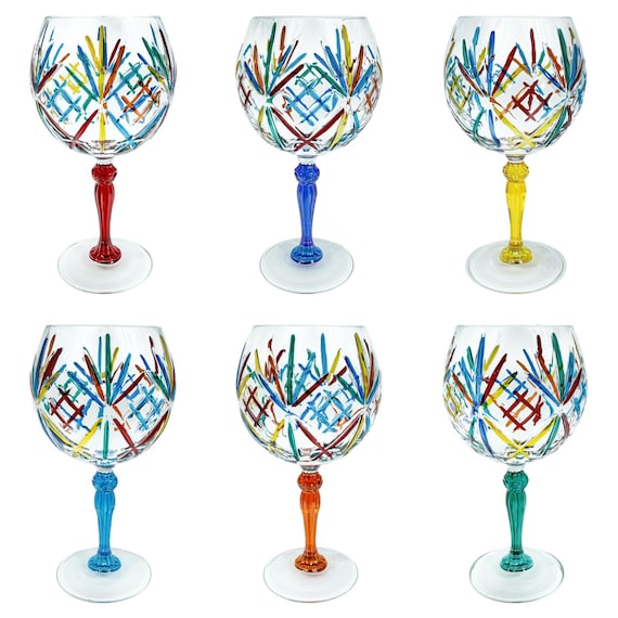 6個セット 大型ムラーノジングラス ハンドメイド ペイント マルチ 21