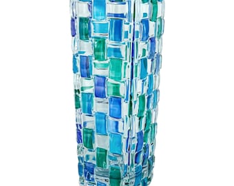Zecchin Murano イタリア アート ガラス花瓶 13.75 インチ サイン入り