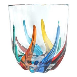Murano Glass Drinking Artisan Tumbler Multi Coloured Hand Painted
