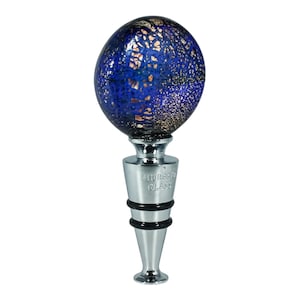 Murano Glass Bottle Stopper Blue Bronze Silver Wine Prosecco Venice Gift Box