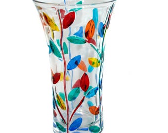 大型ムラーノガラス花瓶 ライトブルー マルチミルフィオリ 22 cm