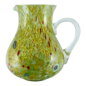 Murano Glass Water Jug Pitcher Green Multi Millefiori Venice