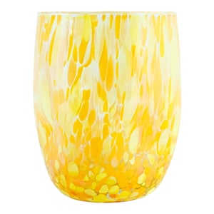 Murano Glass Drinking Art Tumbler Yellow Orange Handmade Venice Italy Millefiori Hand Blown