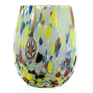 Murano Glass Drinking Art Tumbler Multi Millefiori