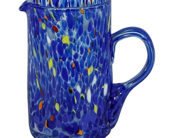 Murano Glass Water Jug Pitcher Blue Multi 14.5cm