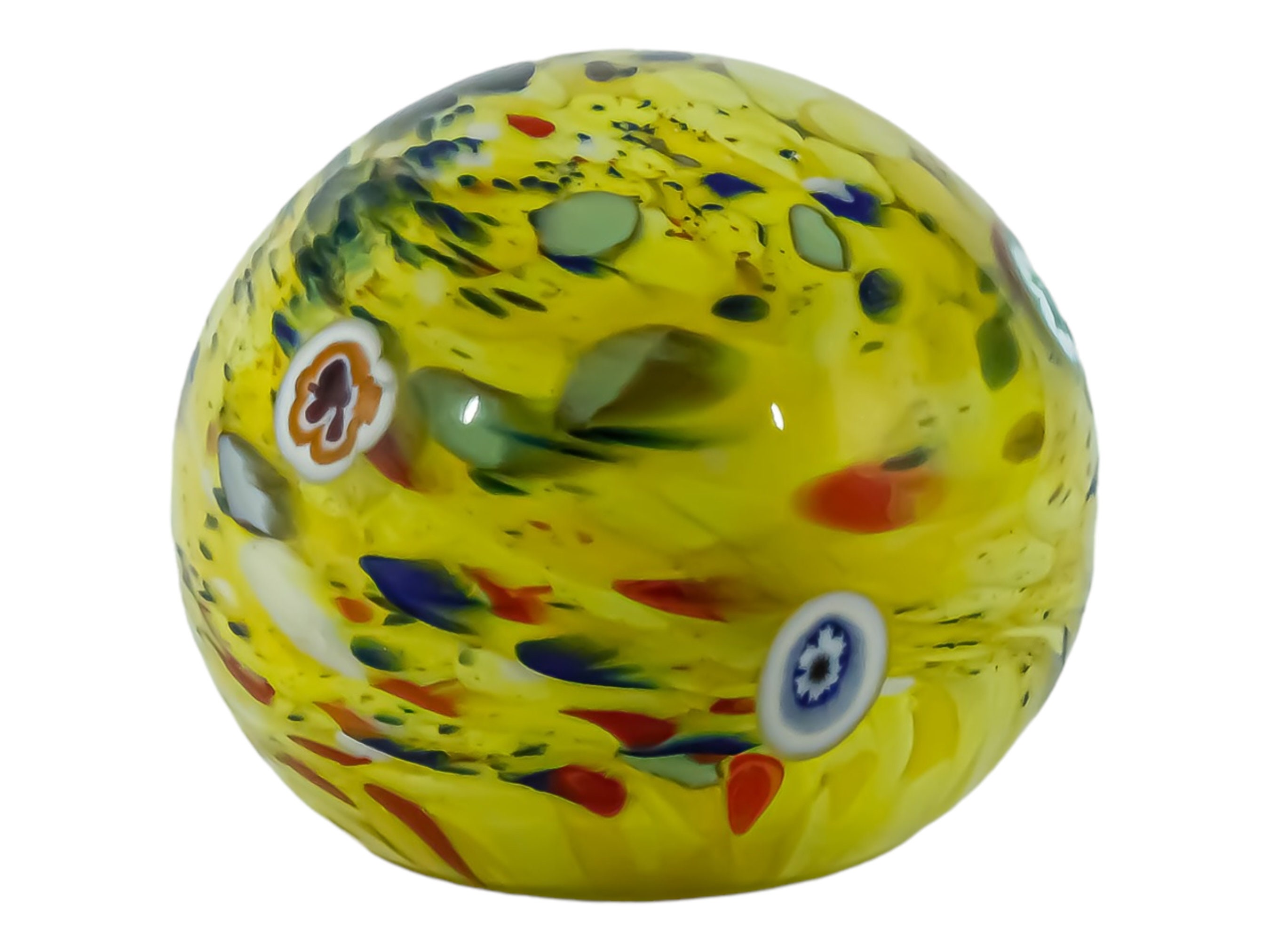 Murano Glass Paperweight Art Glass Yellow Multi Coloured Etsy UK