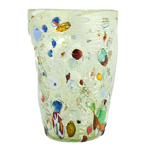 Murano Glass Drinking Artisan Glass Tumbler Green Multi Handmade Millefiori