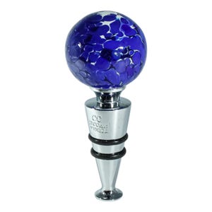 Bottle Stopper Murano Glass Blue Silver Wine Prosecco Venice Gift Box