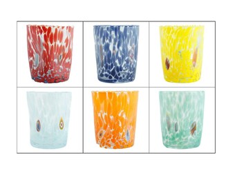 ムラーノガラス香水瓶 マルチカラー レッドリーフ ミルフィオリ 13 cm