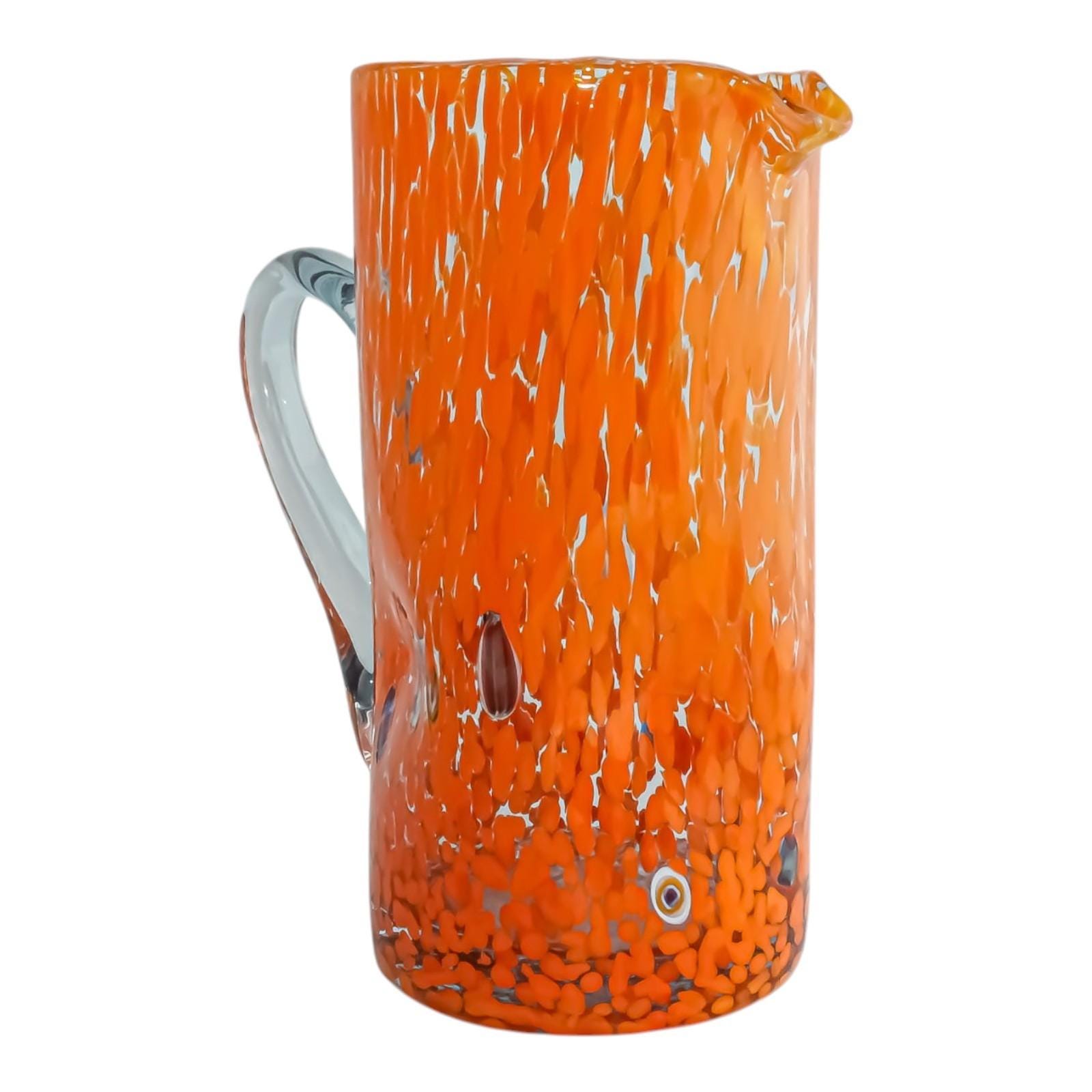 Murano Glass Water Jug Pitcher Orange Millefiori 22cm - Etsy