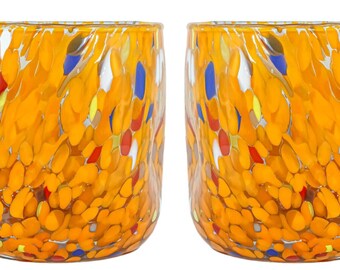 ムラーノガラス製タンブラー2個セット レッド ハンドメイド マルチ