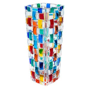 Murano Glass Vase Multi Coloured Hand Made Painted Millefiori 16cm High