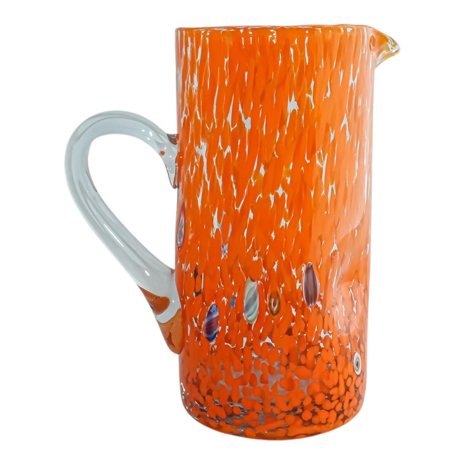 Murano Glass Water Jug Pitcher Orange Millefiori 22cm - Etsy