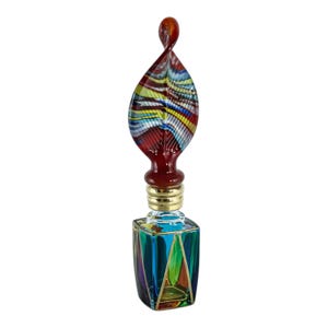 Murano Glass Perfume Bottle Multi Coloured Red Leaf Millefiori 13cm