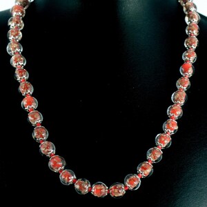 Murano Glass Necklace Red 42 Beads Millefiori 46cm Venice