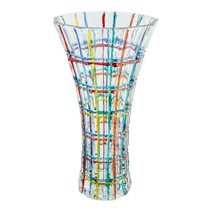 Murano Glass Vase Multi Coloured Handmade Hand Painted 20cm High