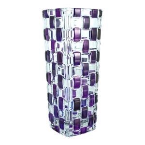 Murano Glass Vase Purple Hand Made Painted Millefiori 16cm High