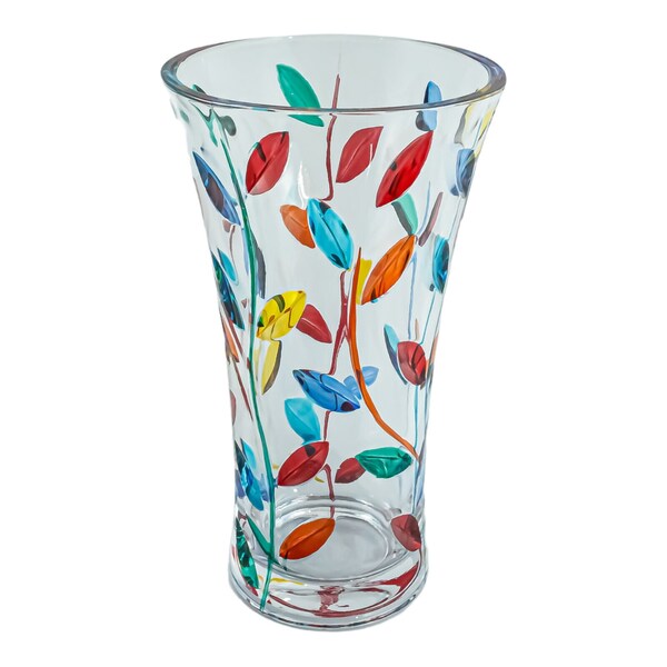 Vase en verre de Murano fleur multicolore fait à la main Millefiori 25 cm de haut Venise