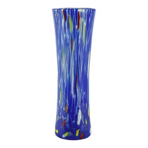 Murano Glass Vase Blue Multi Handmade Millefiori 19cm High Venice Italy