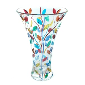 Murano Glass Vase Multi Coloured Flower Handmade 30cm High Venice