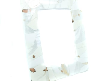 Marco de fotos de cristal de Murano en bronce dorado blanco de 14 cm x 11 cm independiente