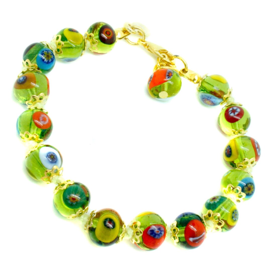 Dolce & Gabbana Multicolor Murano Glass Beads Gold Brass Chain Jewelry Necklace