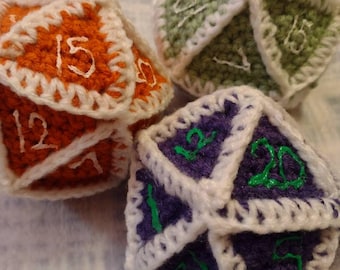 Crochet D20 20 Sided D&D Dice (read description)