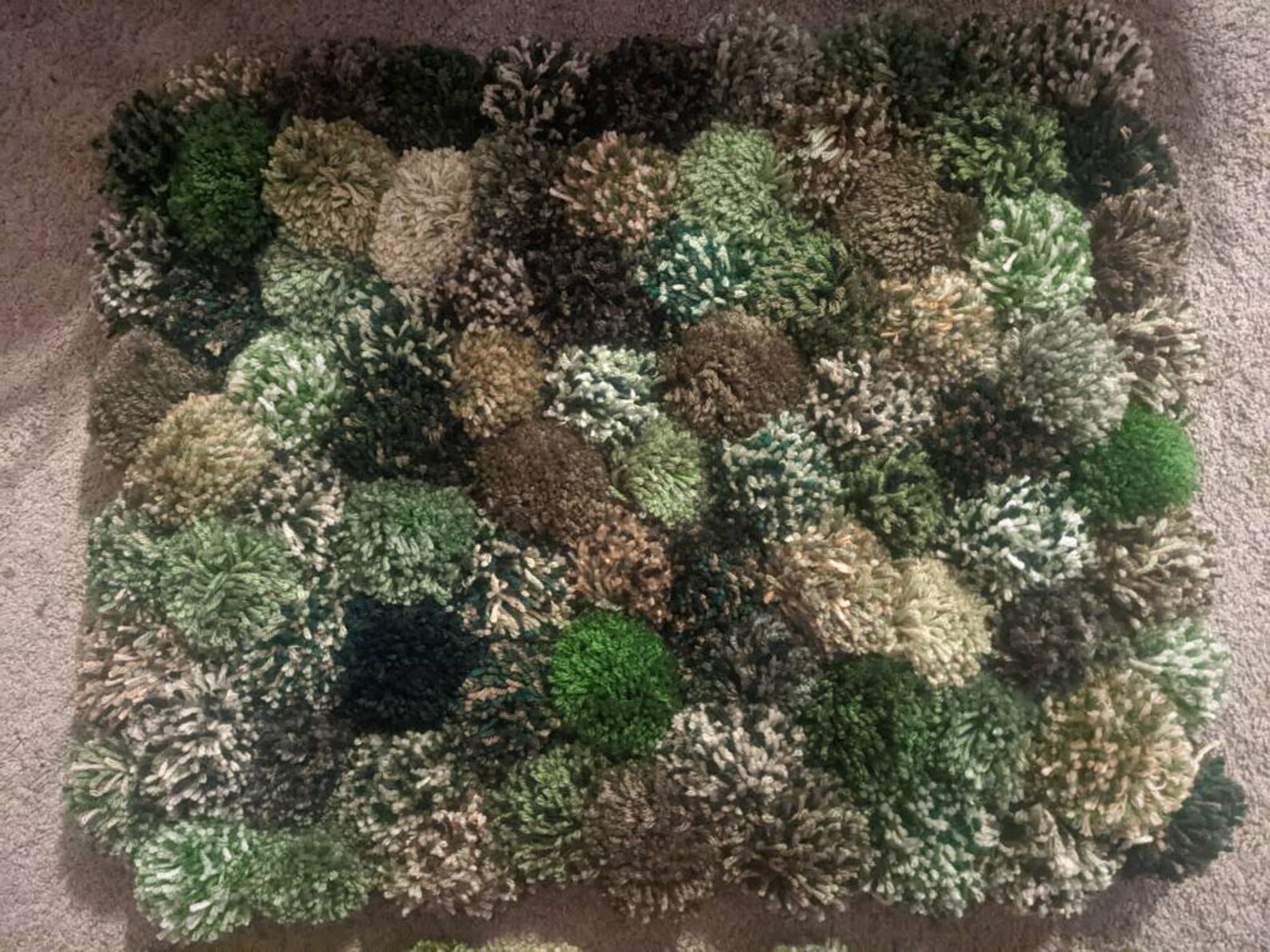 Moss Style Pom Pom Rug read Description Etsy