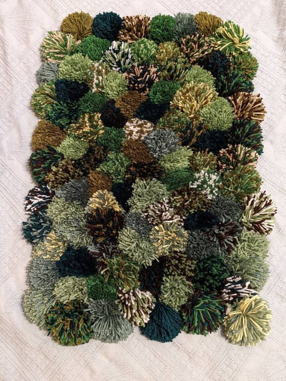Moss Style Pom Pom Rug Read Description Etsy