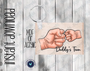 rectangle, mss, Father’s Day, daddy’s team, keychain, MDF, acrylic, digital download