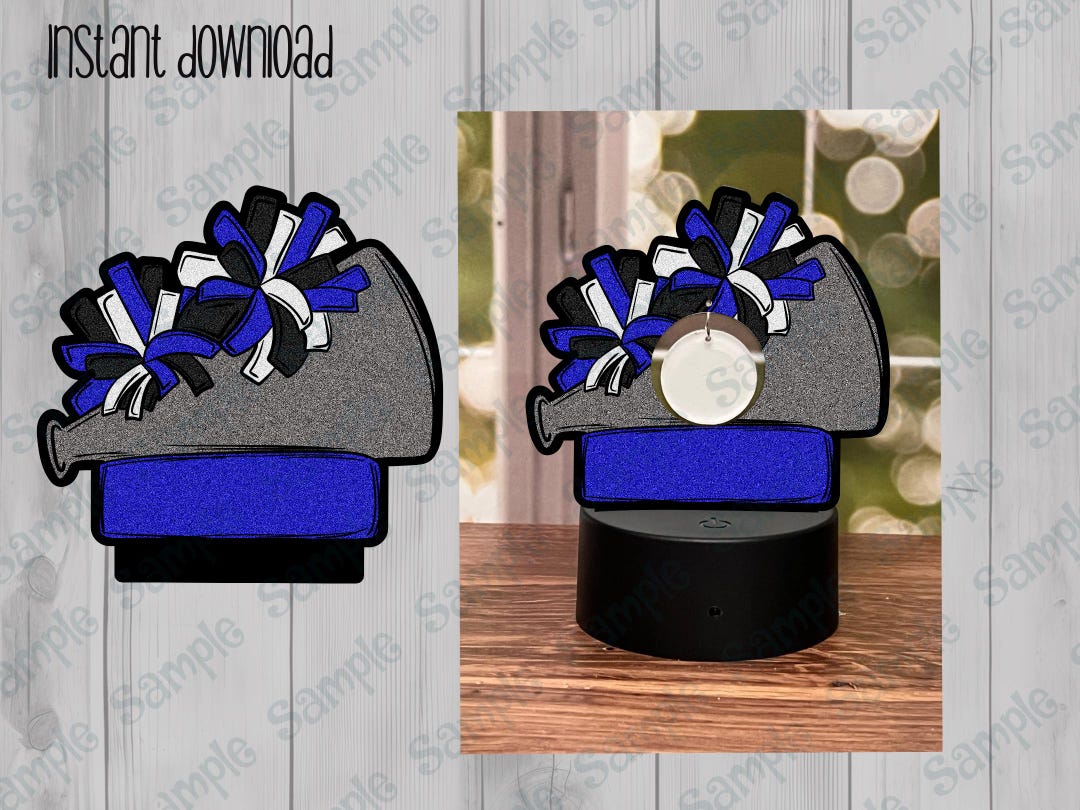Cheer Acrylic Light Base, MSS, Royal Blue, Black, Glitter,cheer , Light ...