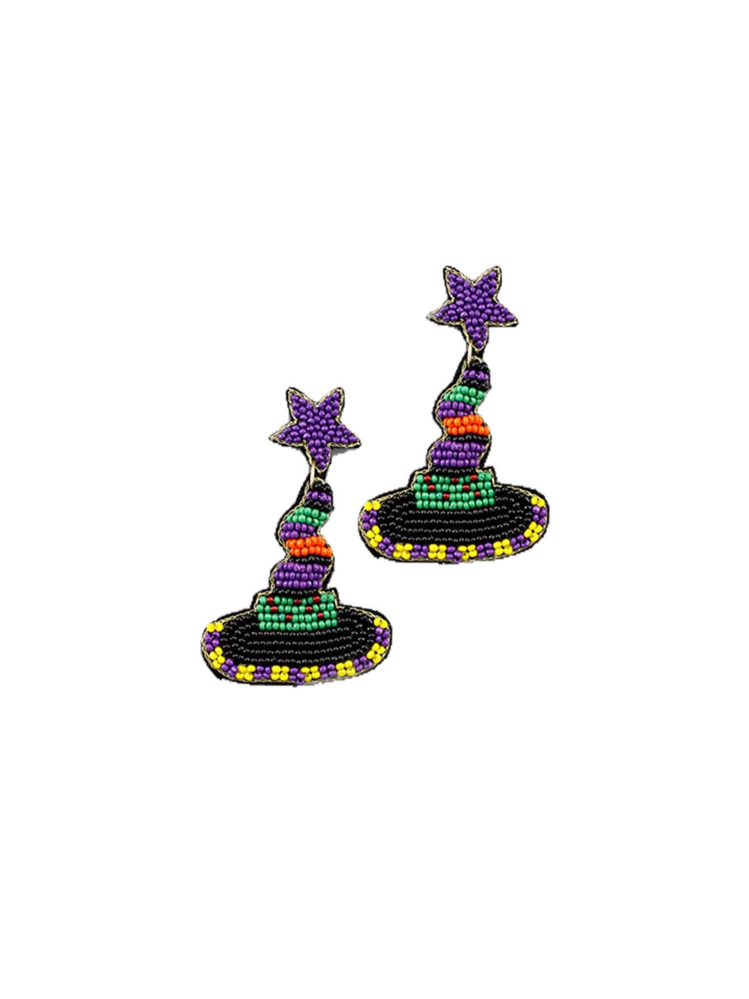Halloween Earrings For Women - Witch Hat & Black Cat Dangle Earrings, Colorful & Lightweight Costume Jewelry Gift