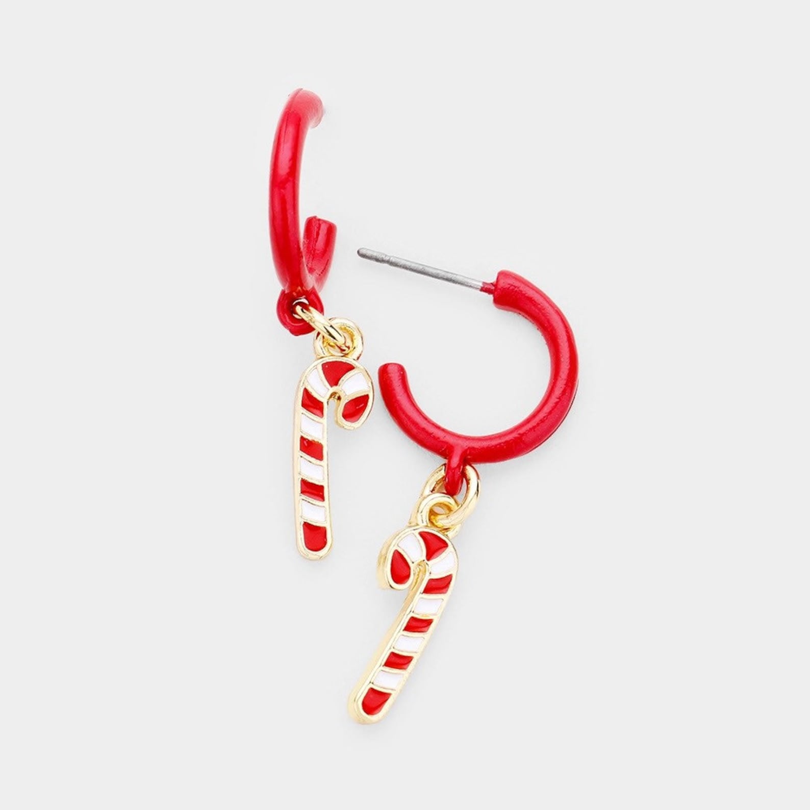Christmas candy cane hoop earrings Candy Cane earrings Etsy
