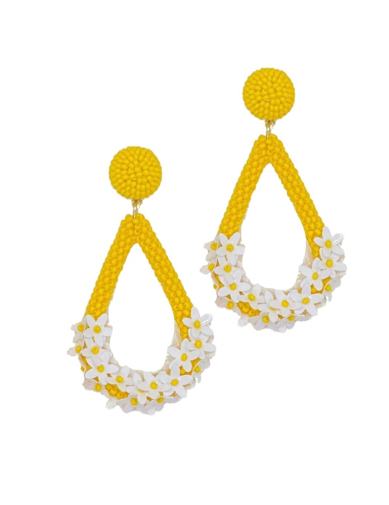 Beaded Floral Earrings Beaded Flower Cluster Earrings Etsy