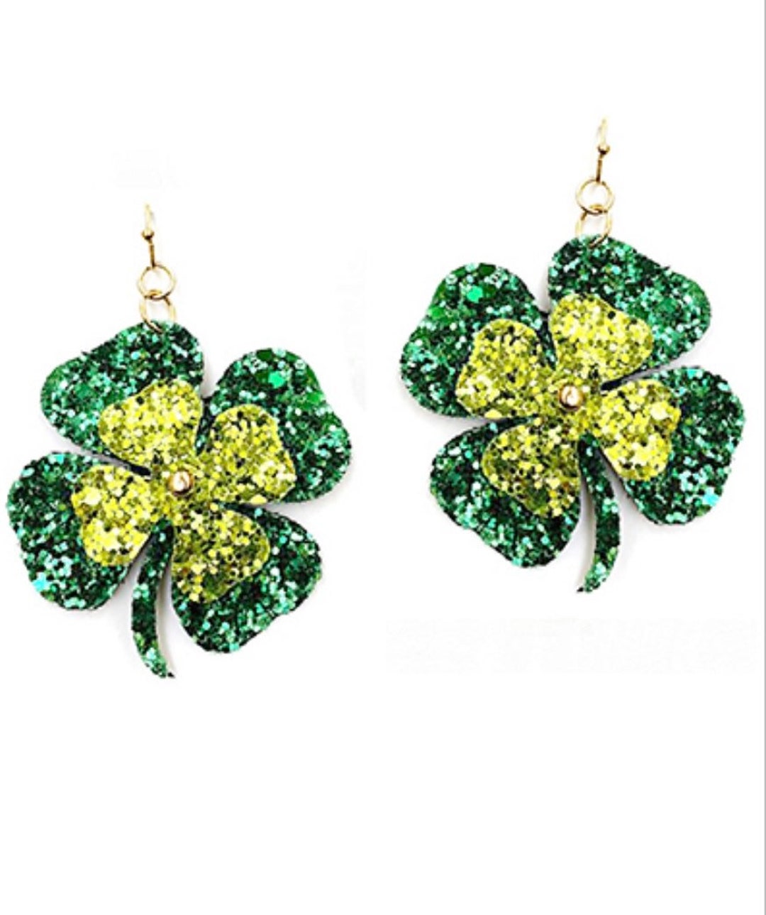 Glitter Shamrock Earrings St. Patricks Day Earrings Glitter - Etsy