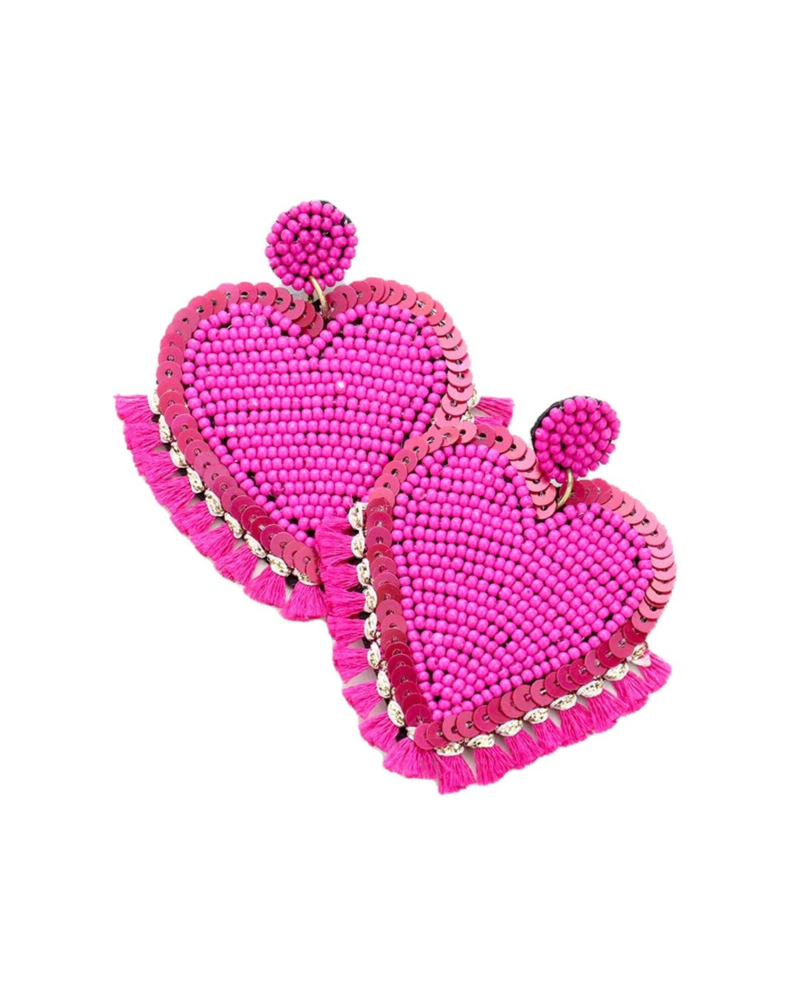 Beaded Heart Earrings Valentines Earrings Gift for Her Etsy UK