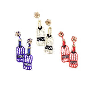 Beaded Vodka Bottle Earrings Vodka Earrings Vodka bottle beaded earrings