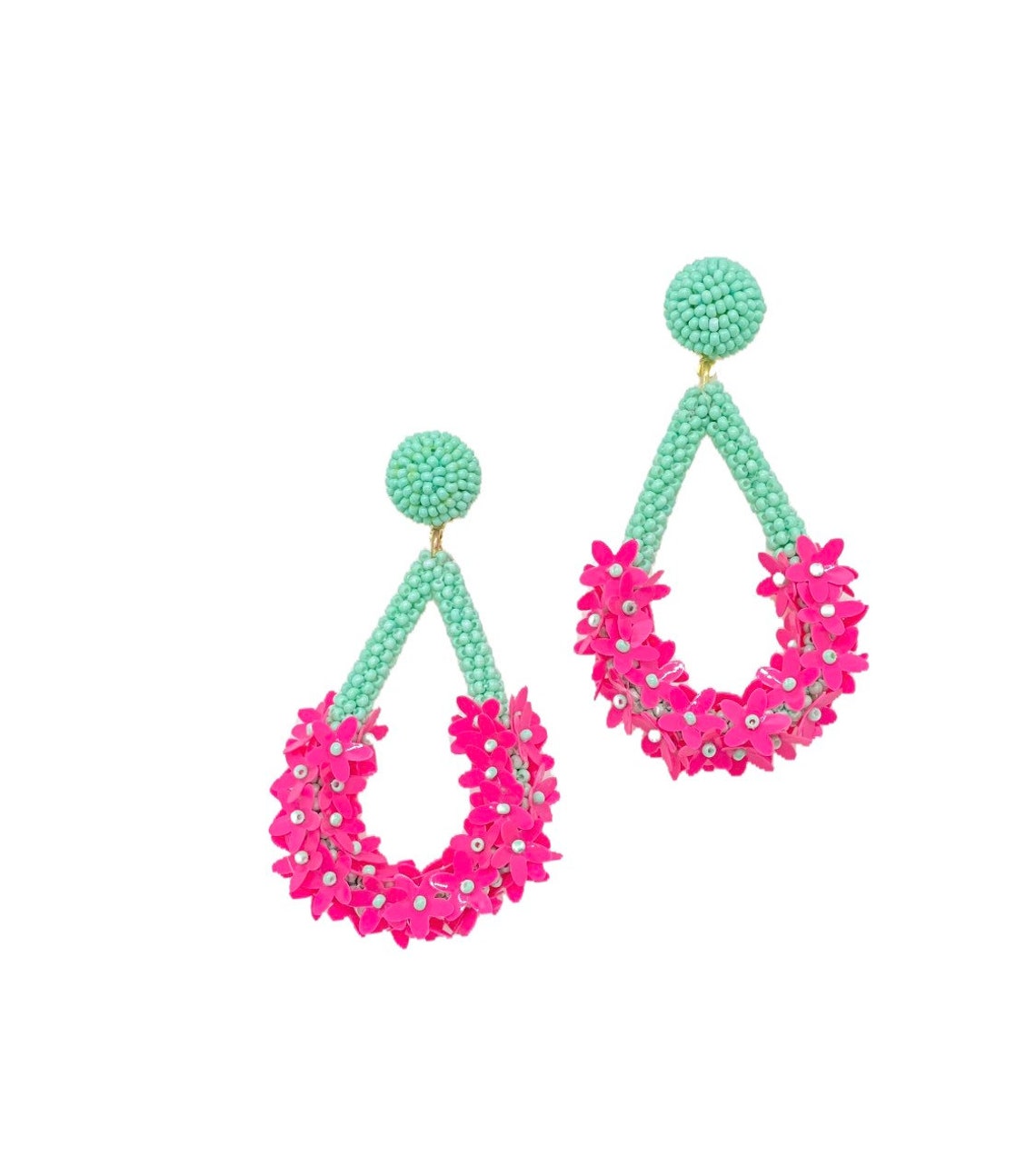 Beaded Floral Earrings Beaded Flower Cluster Earrings Etsy