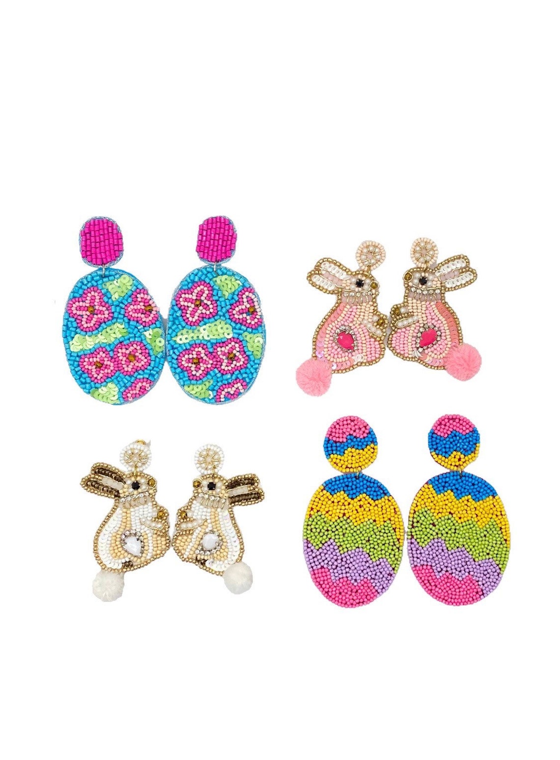 Beaded Easter Bunny Earrings Easter Earrings Bunny Earrings Etsy