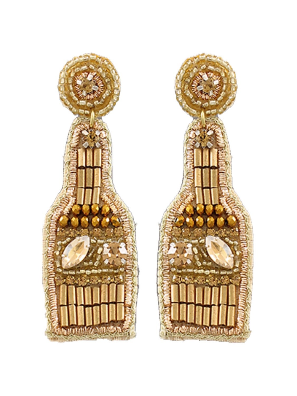 Beaded Champagne Earrings Champagne Bottle Earrings Etsy